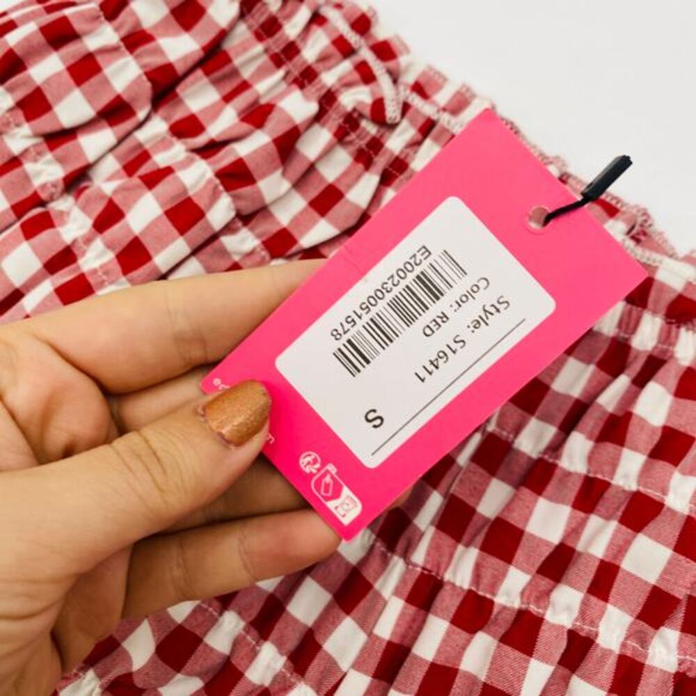 Edikted red gingham smocked bloomers - Picture 5 of 5